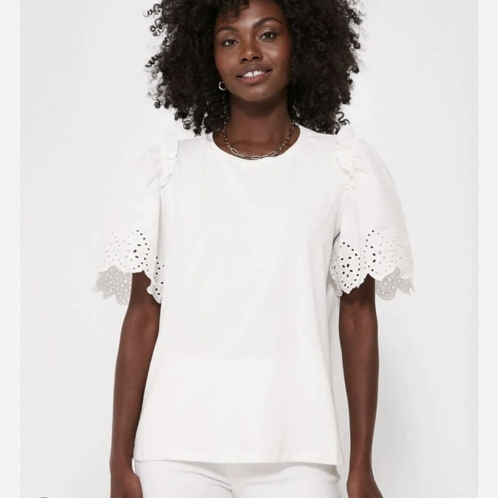 Hyacinth House/Tuckernuck white eyelet mollie tee- M